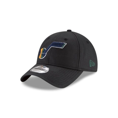 Black Utah Jazz Hat - New Era NBA Waxed Canvas 9TWENTY Adjustable Caps USA5693147